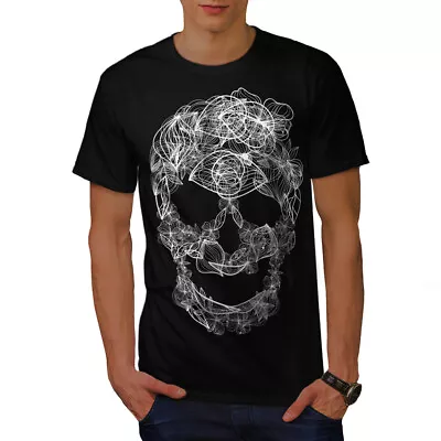 Wellcoda Art Skull Flower Mens T-shirt Soul Graphic Design Printed Tee • £16.99