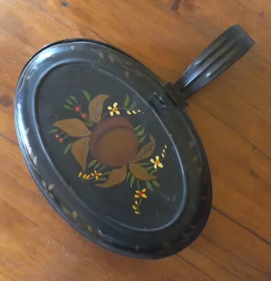 Vntg Hand Painted Tole Ware Fruit Pattern Silent Butler Crumb Catcher Signed '55 • $15