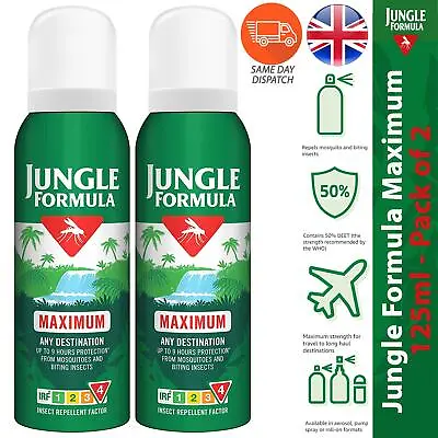 £11.05 • Buy Jungle Formula Maximum Insect Repellent Spray With DEET Quick Midges 125ml X 2