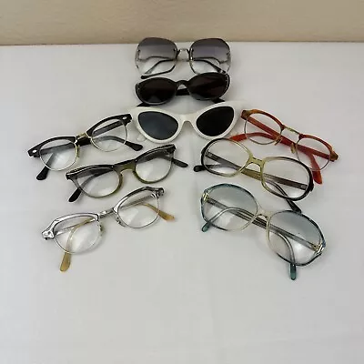 Vtg Eyeglass Lot Cat Eye Horn Rimmed Oversized Sunglasses 60s 70s 80s • $69.99