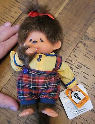 Vintage 70's Monchhichi Sekiguchi Japanese Girl With Plaid Thumbsucker W/Tags • $100