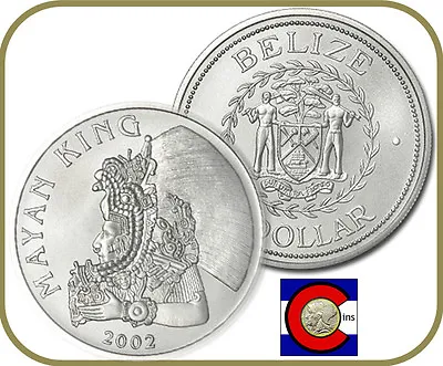 2002 Belize Silver Dollar -- 1 Oz Silver Mayan King Coin In Airtite Capsule • $54.95