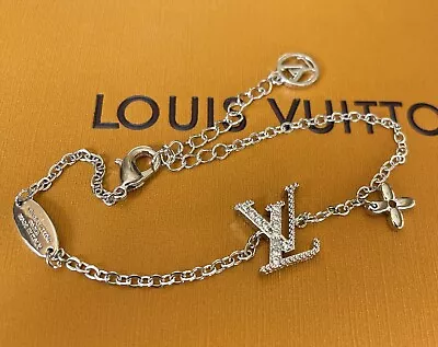 Louis-vuitton Bracelet M6 1084 Silver LV Flower Adjustable 10” (box Not Incl) • $98