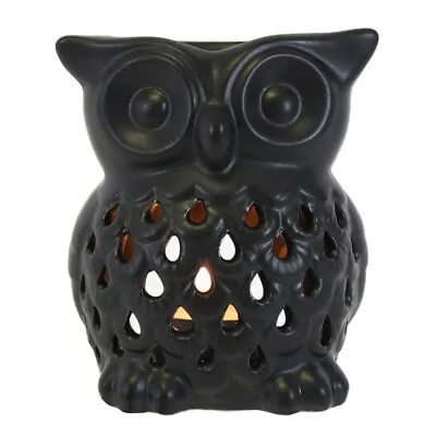 £8.45 • Buy Cute Ceramic Owl Oil Burner Essential Aromatherapy Home Fragrance Black 