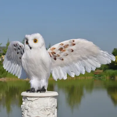Big Real Life Foam&feather Wings Owl Model Doll Home Garden Decoration 30x60cm • $24.50