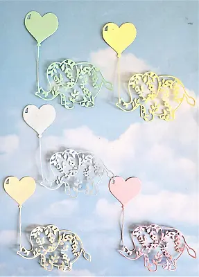 Die Cut Cuts Elephant X 5 Pastel Colours Topper Birthday Party Cards Baby • £1.20