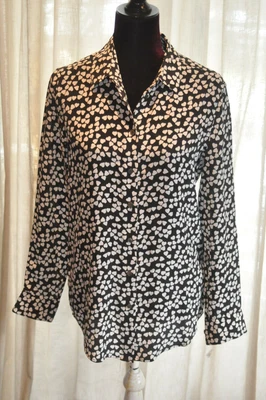 £34.99 • Buy *Equipment* SILK Black & White Heart Print Shirt Size S (UK12/14)*