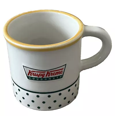 Krispy Kreme Coffee Mug Ceramic Cup Green Polkadot Yellow Trim Donut Inside Vtg • $12