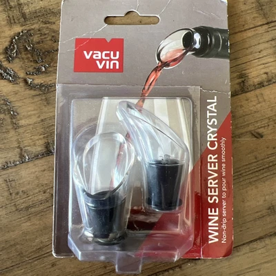 $8.88 • Buy Vacu Vin Crystal Wine Server / Pourer Set Of 2, Black