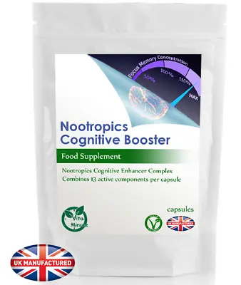 Brain Booster Nootropic Complex Capsules | Mental Focus & Concentration | UK (V) • £12.69