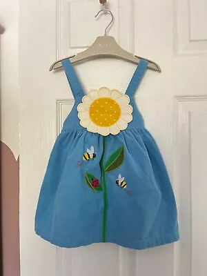 Mini/Baby Boden Girls Blue Daisy Pinafore Dress 🌼 Age 12-18 Months • £49.99