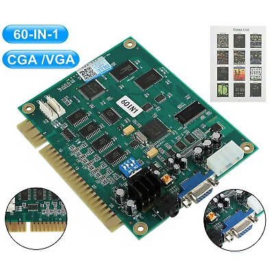 60 In1 Multicade PCB Board CGA/VGA Output For Classic Jamma Arcade Video Game US • $35.98