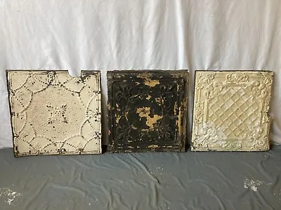 Lot Of 3 Antique Tin Ceiling  2' X 2' Shabby Tile 24  SQ Chic VTG Crafts 56-23A • $49