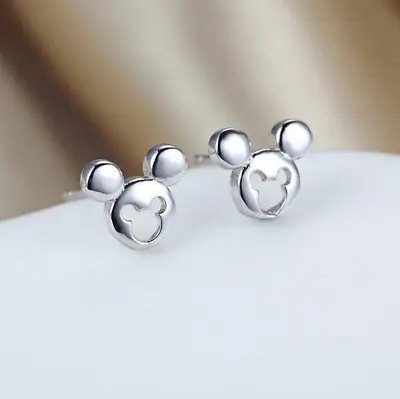 Adorable Silver SP Disney Bow Mickey Mouse Tiny Stud Earrings • $7.99
