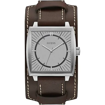 Watch GUESS MONARCH W1036G2 Watch Brown Leather Man Woman 1 13/16in Square Cuff • $118.65