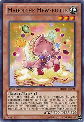 Madolche Mewfeuille Common  Yugioh Card REDU-EN021 • $1.89