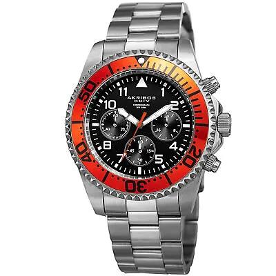 Men's Akribos XXIV AK950 Diver Chronograph Stainless Steel Bracelet Watch • $73.12