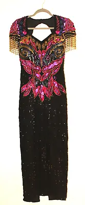 ALYCE Women's Vintage Black Beaded Sequined Formal Dress Size 10  • $49.99