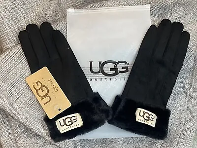🇺🇸UGG Women’s FLEECE LINED Black Gloves W/Smart Touch Finger ⚡️FAST SHIPPING⚡️ • £23.74