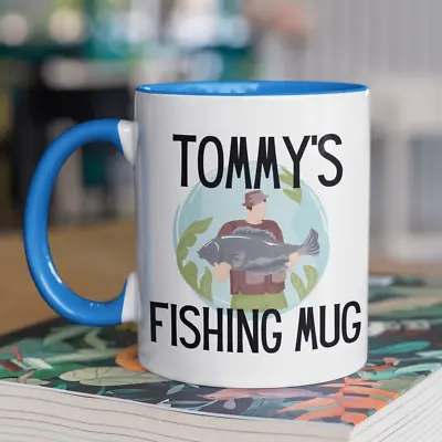 Personalised Name Fishing Mug Gift Present Dad Father's Day Birthday Christmas • £9.99