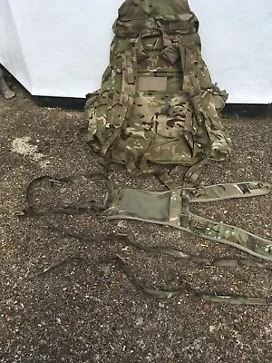 £80.99 • Buy British Army MTP Infantry Bergen Long Back Rucksack 120 L Side Pouches + GRADE 1