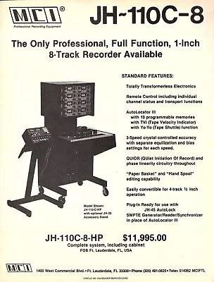 Vtg MCI 1 INCH 8 TRACK RECORDER MAGAZINE PRINT AD Analog Console Studio Pinup • $9.99