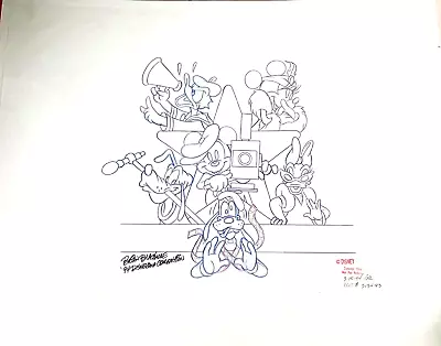 Disney Signed Pencil Drawing; T-Shirt Logo Of Mickey And His Friends • $190