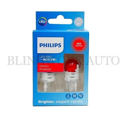 PHILIPS T20 W21W/5W 7443 Ultinon Pro6000 LED RED Dual Brightness Brake Bulbs • $59.99