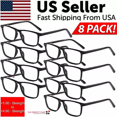 Reading Glasses Mens Womens Unisex Readers Eyeglasses 8 Pack Glasses New Square • $11.59