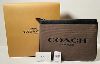 COACH Large Pouch Signature Canvas Travel Tech Dark Green BRAND NEW  • $109