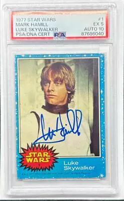 1977 Topps Star Wars Mark Hamill Autograph Luke Skywalker #1 PSA 5 EX 10 Auto • $1080.55