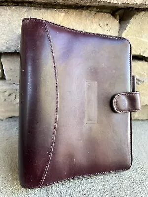 VTG Franklin Covey Compact Burgundy 5.5x7”Unstructured Snap Leather Planner • $50