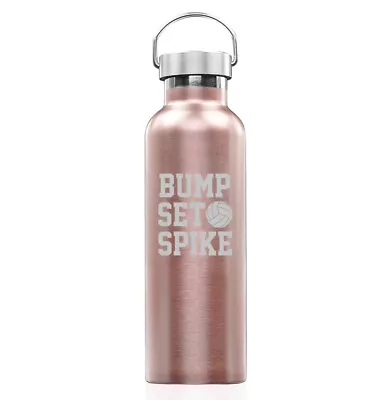 Rose Gold Double Wall Stainless Steel Travel Mug Bump Set Spike Volleyball • $24.99