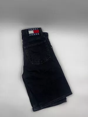 Vintage Tommy Jeans Black Denim Shorts Size 29 • £38.54