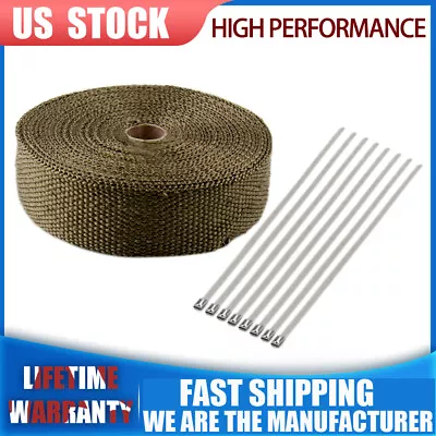 2 X50' Roll Titanium Header Turbo Pipe Manifold Exhaust Heat Wrap Tape With Ties • $22.59