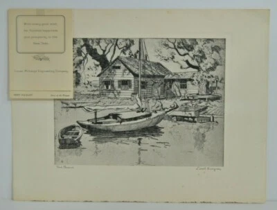£37.36 • Buy Antique  Etching  POINT PLEASANT  By Lionel Barrymore Signed With Information