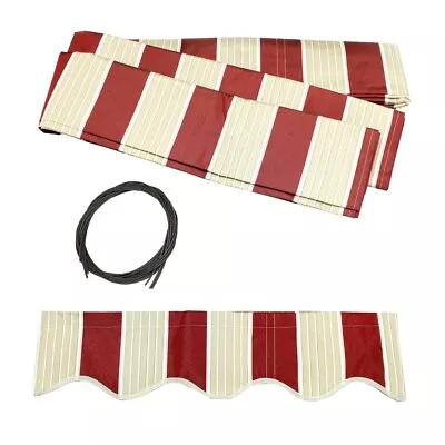 ALEKO Fabric Replacement For 6.5x5 Ft Retractable Awning Multistripe Red Color • $23