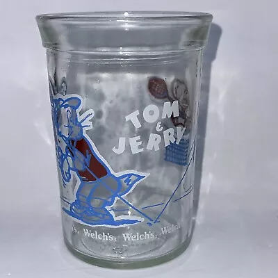 Welch's Jelly Jar Glass Tom Jerry Playing Tennis • $12