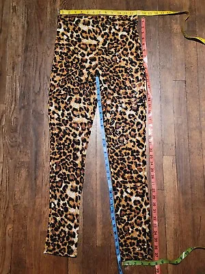 All Over Sequin Leopard Print Stretch Leggings Pants Sz S • $18