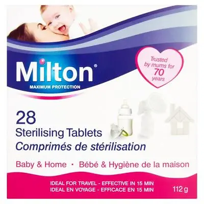 £3.50 • Buy Milton Sterilising Tablets For Baby Bottles Teats Soothers Pack Of 28 (112g)