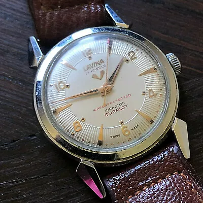 $349 • Buy Vintage SWISS LAVINA Waterprotected Incabloc Duraloy 17 Jewels Gents WATCH