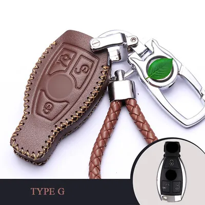 Real Leather Car Key Case Cover For Mercedes Benz W203 W220 C S E-Class GLC GLK • $18.80
