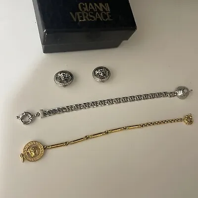 Gianni Versace Lot Of 2 Bracelets Clip On Earrings Vintage Rare 90s • $325