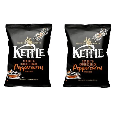 2 X KETTLE Chips Sea Salt & Crushed Black Peppercorns Sharing Crisps Snacks 130g • $18.67