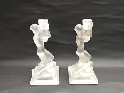 2 Art Deco Riedel Nude Lady Glass Table Lamps / Candlesticks Walther & Sohne Int • £49.99