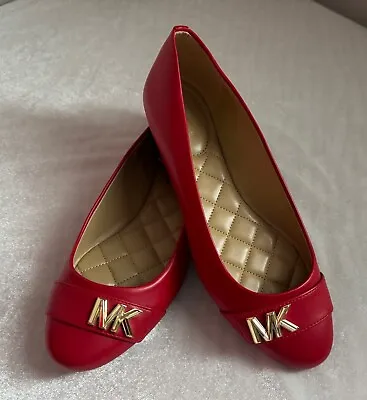 NEW Michael Kors Women's JILLY Ballet Flats Crimson Red Slip On  Shoes Size 8 • $49.99