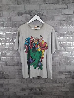 Marvel Comics T Shirt XL Grey Retro Thor Hulk Graphic Print Short Sleeve Mens • £12