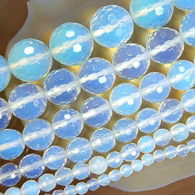 Faceted Opalite Round Beads 14  468101214mm Pick Size • $5.99