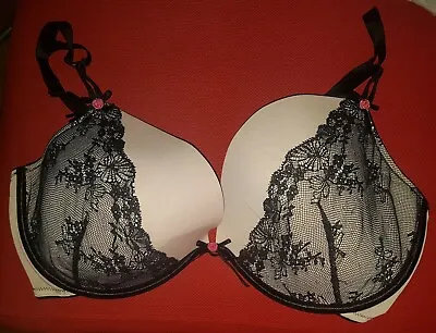 Marks Spencer M&S Ceriso Bra Size 38f Black Lace Pastel Pink Moulded • £15