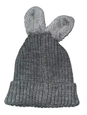 Claire's Gray Bunny Ear Toboggan Hat Adult Size • $7.89